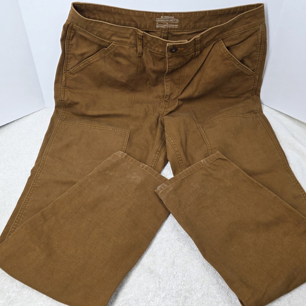 REI Co-op Pants Women's Size 16 Brown Trailsmith Double Knee Canvas Outdoor